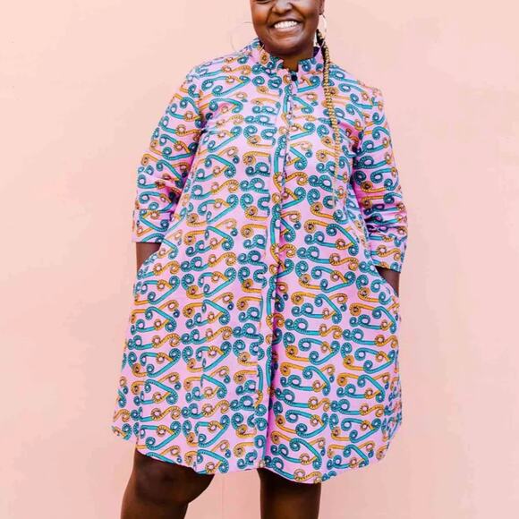 Zuri Fiddlesticks tunic dress African wax print kitenge sz XXS - Picture 4 of 8